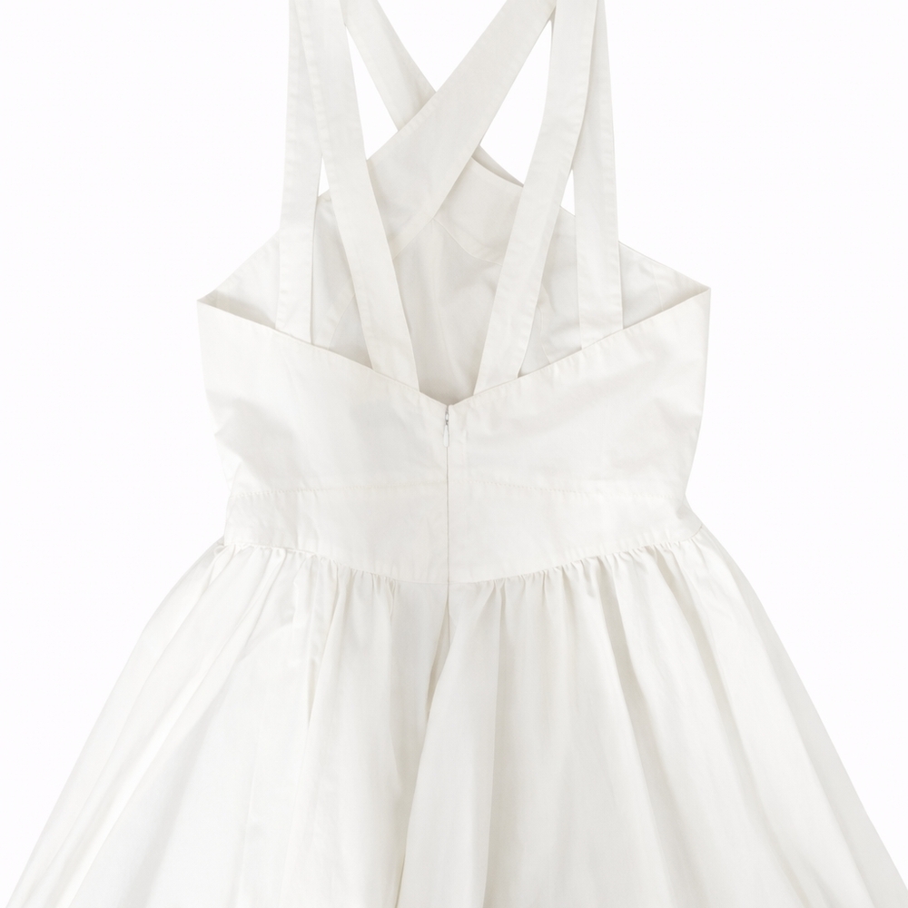 Moda International White Cotton Fit & Flare Halter Dress Women 10 Sorority Rush - Picture 4 of 6